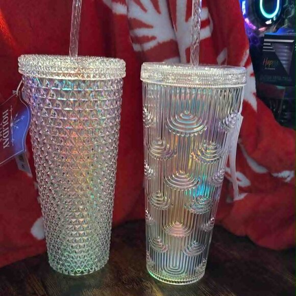 Two Iridescent Tumblers Holiday Time & Mainstays - Set of 2 - NEW - Picture 2 of 5